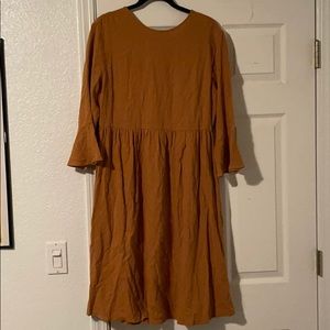 MIDI Bell Sleeve mustard dress